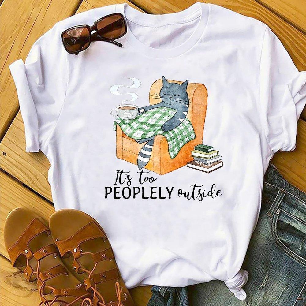 Its Too Peoplely Outside Retro Style Casual Unisex Everyday Streetwear T-Shirt